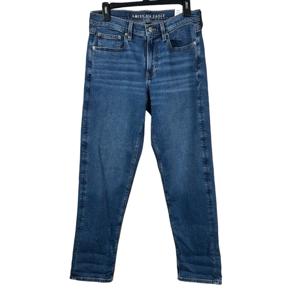 NEW American Eagle 90s Straight Jeans Womens 6 Long Blue High Rise Stretch